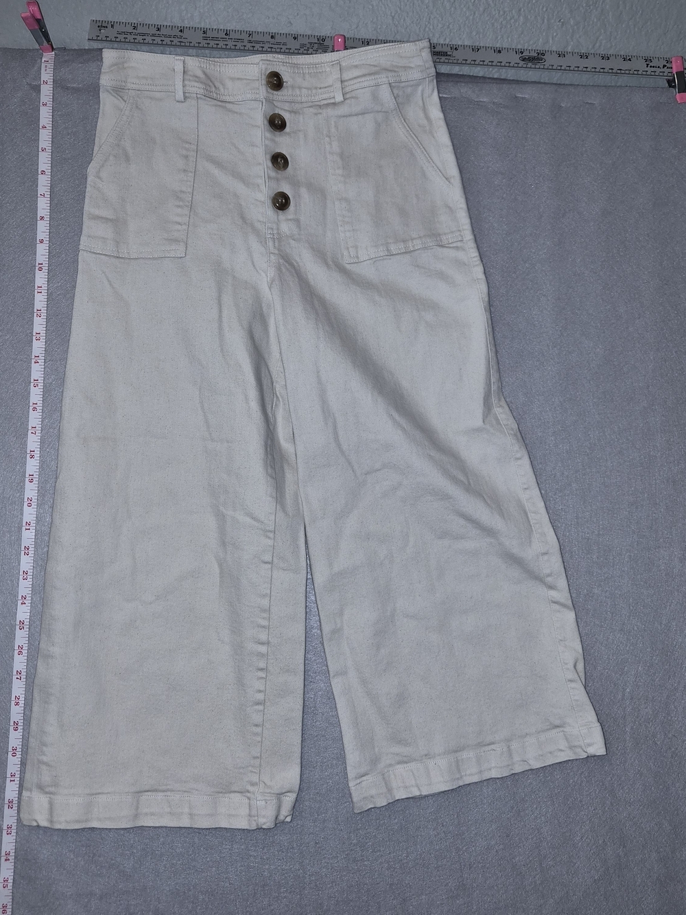 Blue Rain White Cropped Wide-Leg Pants – Women's Medium